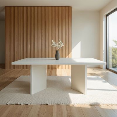 Whisper 8-Seater Dining Table – Elegant Large Dining Table with Twin Pedestal Base