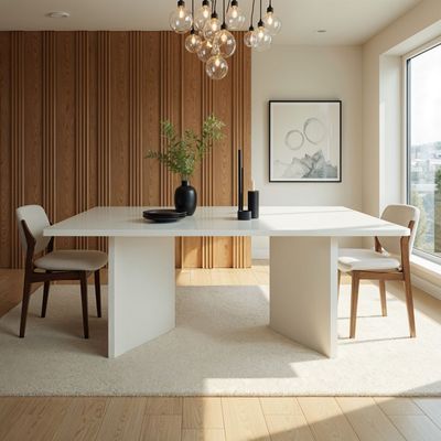 Whisper 8-Seater Dining Table – Elegant Large Dining Table with Twin Pedestal Base