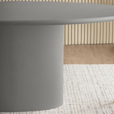 Pine 6-Seater Dining Table – Elegant Oval Dining Table with Pedestal Base for Modern Homes (Grey)