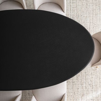 Pine 6-Seater Dining Table – Elegant Oval Dining Table with Pedestal Base for Modern Homes (Black)