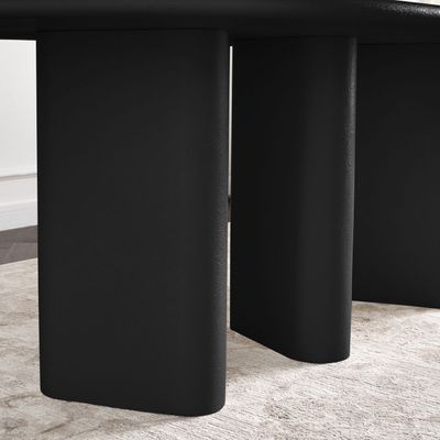 Pillar 6-Seater Dining Table – Premium Oval Dining Table with Contemporary Pillar Base (Black)