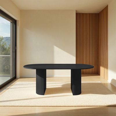 Half Moon 8-Seater Dining Table – Luxury Large Dining Table with Modern Organic Design (Black)