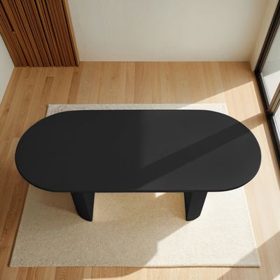 Half Moon 8-Seater Dining Table – Luxury Large Dining Table with Modern Organic Design (Black)