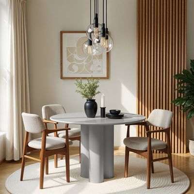 Petal 4-Seater Dining Table – Modern Round Dining Table with Sleek Three-Leg Design
