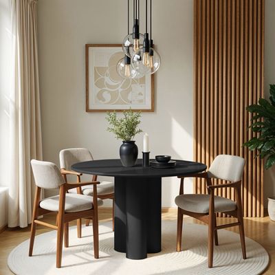 Petal 4-Seater Dining Table – Elegant Round Dining Table with Modern Three-Leg Base
