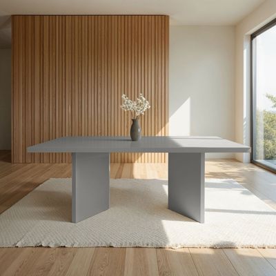 Whisper 8-Seater Dining Table – Elegant Large Dining Table with Twin Pedestal Base (Grey)