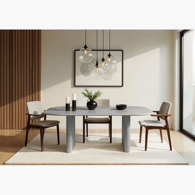 Breeze 6-Seater Dining Table – Modern Rectangular Dining Table with Dual-Leg Design