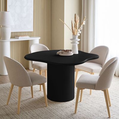Cloudy 4-Seater Dining Table – Luxury Small Dining Table with Artistic Wave Design (Black) Cloudy 4-Seater Dining Table – Luxury Small Dining Table with Artistic Wave Design (Black)