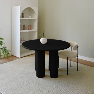 Ember 4-Seater Dining Table – Elegant Round Dining Table for Modern Family Living (Black)