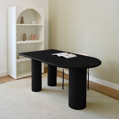 Riva Office Desk – Modern Writing Desk with Cylindrical Legs for Stylish Workspaces (Black)
