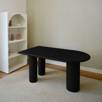 Riva Office Desk – Modern Writing Desk with Cylindrical Legs for Stylish Workspaces (Black)