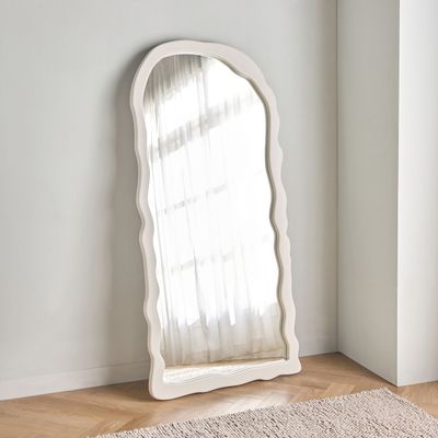 Luxury Ripple Leaner Mirror – Modern Decorative Arch Frame for Elegant Wall Décor (White)
