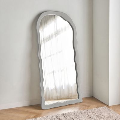Luxury Ripple Leaner Mirror – Modern Decorative Arch Frame for Elegant Wall Décor (Grey)