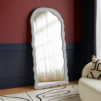 Luxury Ripple Leaner Mirror – Modern Decorative Arch Frame for Elegant Wall Décor (Grey)