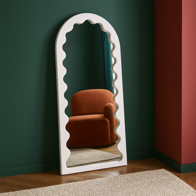 Premium Arch Leaner Mirror – Luxury Full-Length Floor Mirror for Modern Home Décor (White)