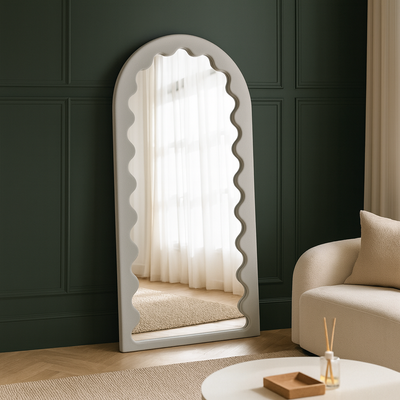 Premium Arch Leaner Mirror – Luxury Full-Length Floor Mirror for Modern Home Décor (Grey)