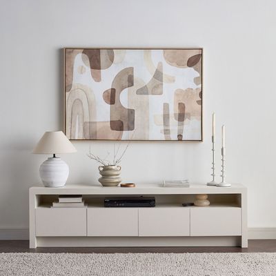Horizon TV Unit – Luxury Modern Media Console with Drawers & Open Shelves for Elegant Living Rooms