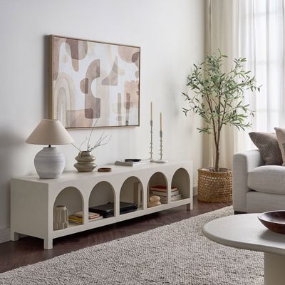 Haven TV Unit – Elegant Modern TV Stand with Arched Design & Spacious Storage for Living Rooms