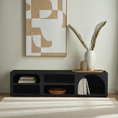 Float TV Unit – Modern Luxury TV Stand with Shelves & Stylish Storage for Contemporary Living Rooms (Black)