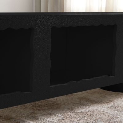 Cloudy TV Unit – Modern Luxury TV Stand with Wave Design & Spacious Storage for Stylish Living Rooms (Black)