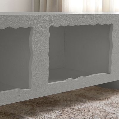 Cloudy TV Unit – Modern Luxury TV Stand with Wave Design & Spacious Storage for Stylish Living Rooms (Grey)