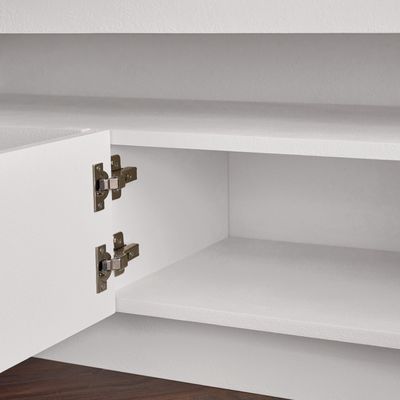 Horizon TV Unit – Elegant Modern Entertainment Console with Drawers & Open Shelves for Living Rooms (White)