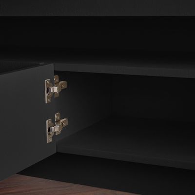 Horizon TV Unit – Elegant Modern Entertainment Console with Drawers & Open Shelves for Living Rooms (Black)
