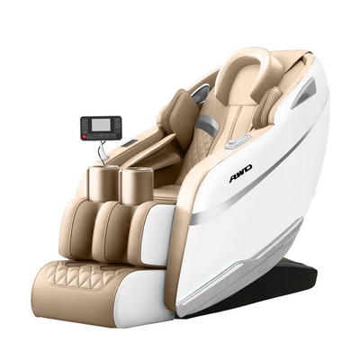 ZenPro 2D Full Body Massage Chair with Zero Gravity Airbags Massage, Wireless Charging, Bluetooth Speakers, Mobile Holder, Head To Toe Seat Hip Massage, 2 Years Warranty - Beige & Off-white