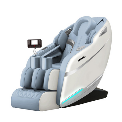 ZenPro 2D Full Body Massage Chair with Zero Gravity Airbags Massage, Wireless Charging, Bluetooth Speakers, Mobile Holder, Head To Toe Seat Hip Massage, 2 Years Warranty - Blue & Off-white