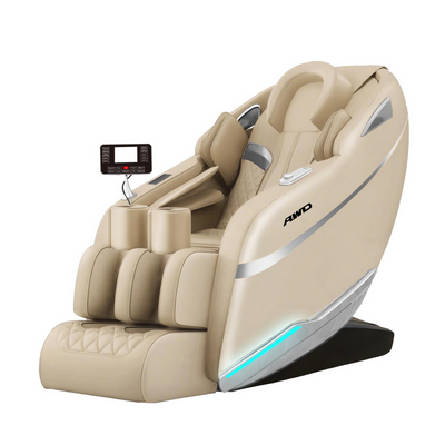 ZenPro 2D Full Body Massage Chair with Zero Gravity Airbags Massage, Wireless Charging, Bluetooth Speakers, Mobile Holder, Head To Toe Seat Hip Massage, 2 Years Warranty - Full Beige