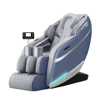 ZenPro 2D Full Body Massage Chair with Zero Gravity Airbags Massage, Wireless Charging, Bluetooth Speakers, Mobile Holder, Head To Toe Seat Hip Massage, 2 Years Warranty - Grey & Blue
