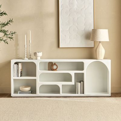 Float Buffet – Premium Modern Sideboard with Shelves for Elegant Dining Room & Home Storage (White)