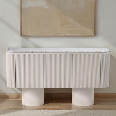Dune Terrazzo Top Buffet – Premium Modern Sideboard Cabinet with Fluted Doors & Ample Storage