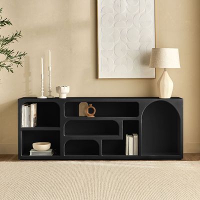 Float Buffet – Premium Modern Sideboard with Shelves for Elegant Dining Room & Home Storage (Black)