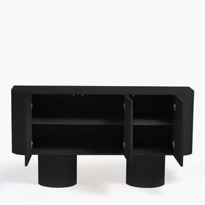 Meadow Buffet – Modern Elegant Sideboard Cabinet with 3 Doors for Dining & Living Storage (Black)