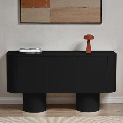 Meadow Buffet – Modern Elegant Sideboard Cabinet with 3 Doors for Dining & Living Storage (Black)