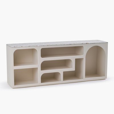 Float Terrazzo Top Buffet – Premium Modern Sideboard Cabinet with Open Shelving & Terrazzo Finish