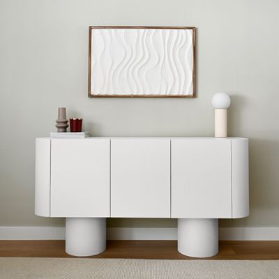 Meadow Buffet – Modern Elegant Sideboard Cabinet with 3 Doors for Dining & Living Storage (White)