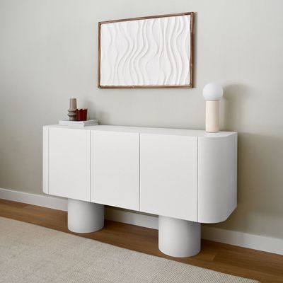 Meadow Buffet – Modern Elegant Sideboard Cabinet with 3 Doors for Dining & Living Storage (White)