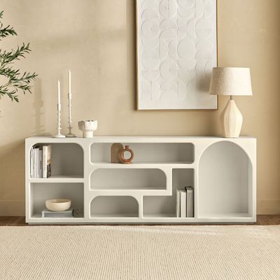Float Buffet – Premium Modern Sideboard with Shelves for Elegant Dining Room & Home Storage (White)