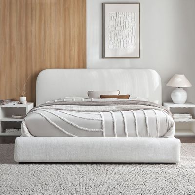 Luna Super King Bed 200x200 cm – Luxury Upholstered Bed with Elegant Headboard | Premium Wooden Bed Frame