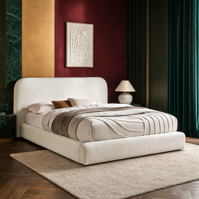 Luna Super King Bed 200x200 cm – Luxury Upholstered Bed with Elegant Headboard | Premium Wooden Bed Frame