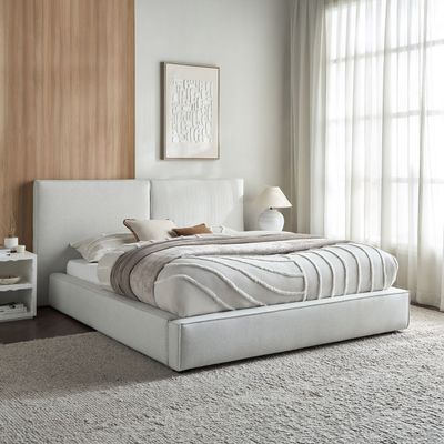Eclipse Super King Bed 200x200 cm – Modern Upholstered Bed with Tall Padded Headboard | Premium Solid Wood Bed Frame