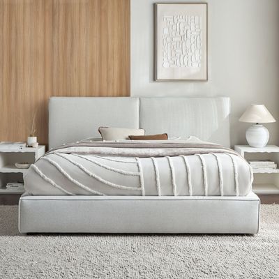 Eclipse Super King Bed 200x200 cm – Modern Upholstered Bed with Tall Padded Headboard | Premium Solid Wood Bed Frame