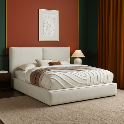 Eclipse Super King Bed 200x200 cm – Modern Upholstered Bed with Tall Padded Headboard | Premium Solid Wood Bed Frame