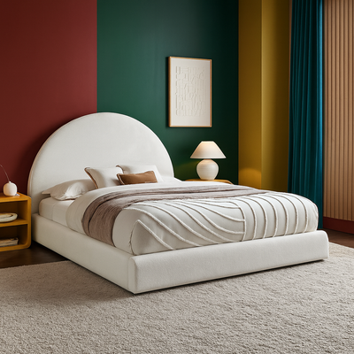 Eclipse Arch King Bed 200x200 cm – Modern Upholstered Bed with Tall Padded Headboard | Premium Solid Wood Bed Frame