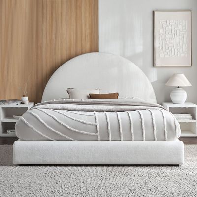 Eclipse Arch King Bed 200x200 cm – Modern Upholstered Bed with Tall Padded Headboard | Premium Solid Wood Bed Frame