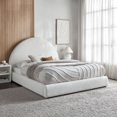 Eclipse Arch King Bed 200x200 cm – Modern Upholstered Bed with Tall Padded Headboard | Premium Solid Wood Bed Frame