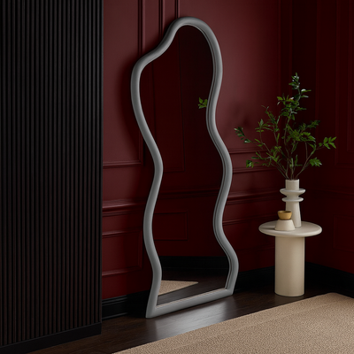 Cloudy Floor Mirror – Modern Leaner Mirror with Elegant MDF Frame | Luxury Full-Length Wall Mirror (Grey) Cloudy Floor Mirror – Modern Leaner Mirror with Elegant MDF Frame | Luxury Full-Length Wall Mirror (Grey)