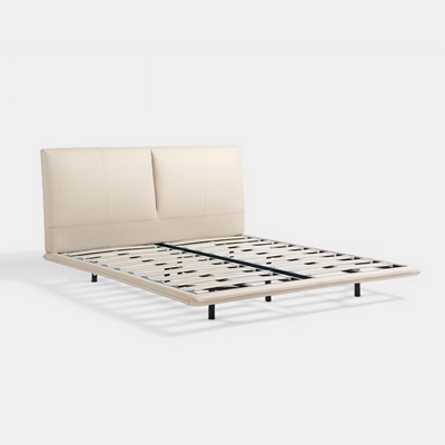 Dozelle Floating Bed In Cloud Leather Texture With Sensor Lights for Modern Whimsical Bedroom (King Size)